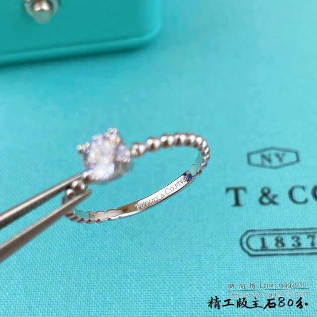 Tiffany純銀飾品 蒂芙尼女士專櫃爆款925純銀電鍍18k四爪鑽戒  zgt1700